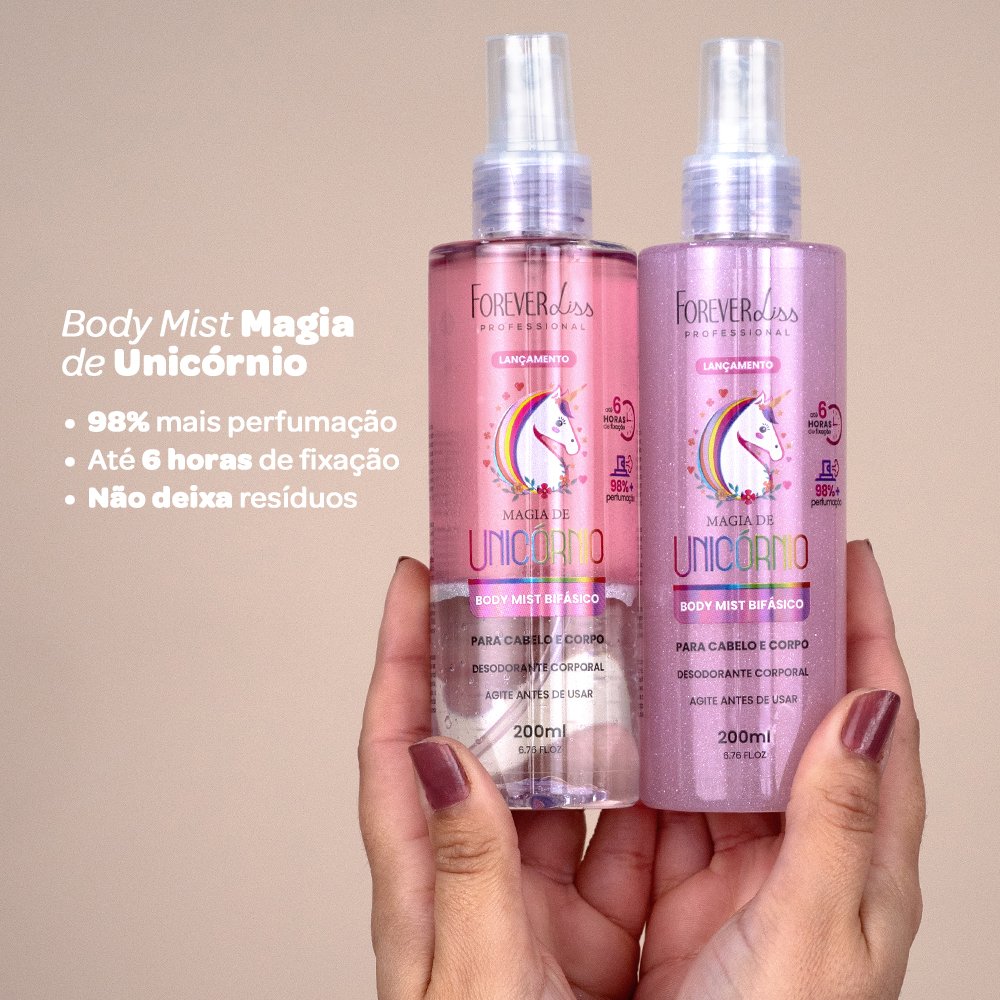Body Splash Cabelo e Corpo Magia de Unicórnio Forever Liss 200ml 200ml 2
