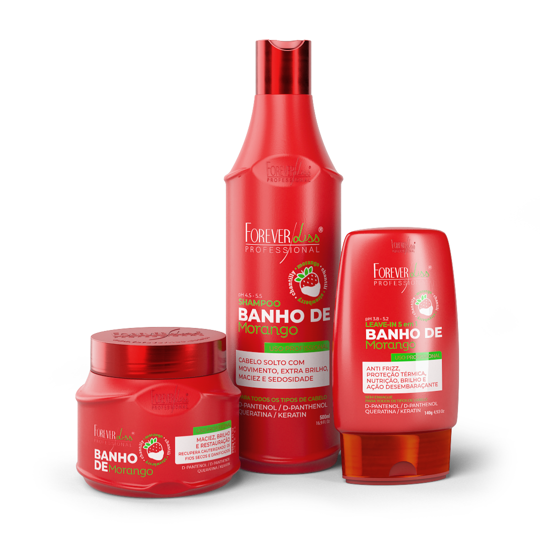 Kit Banho De Verniz Morango Brilho Extremo Forever Liss