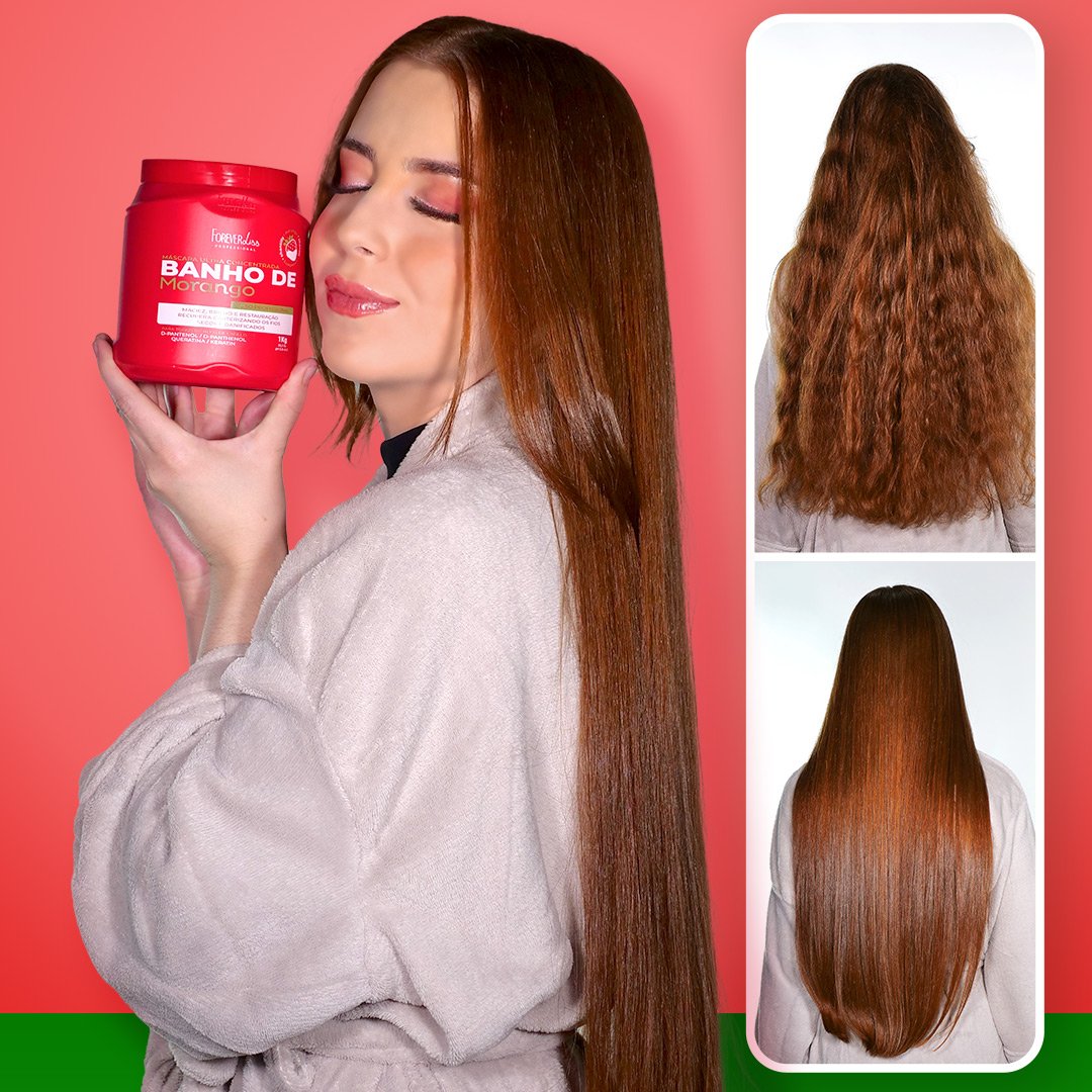 Kit Banho De Morango Profissional Brilho Extremo Forever Liss ÚNICO 2