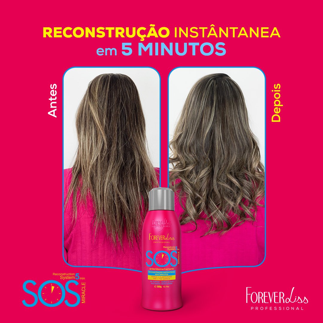 Kit Escova Semi Definitiva Zero 2x300ml com Reconstrutor SOS Forever Liss ÚNICO 2