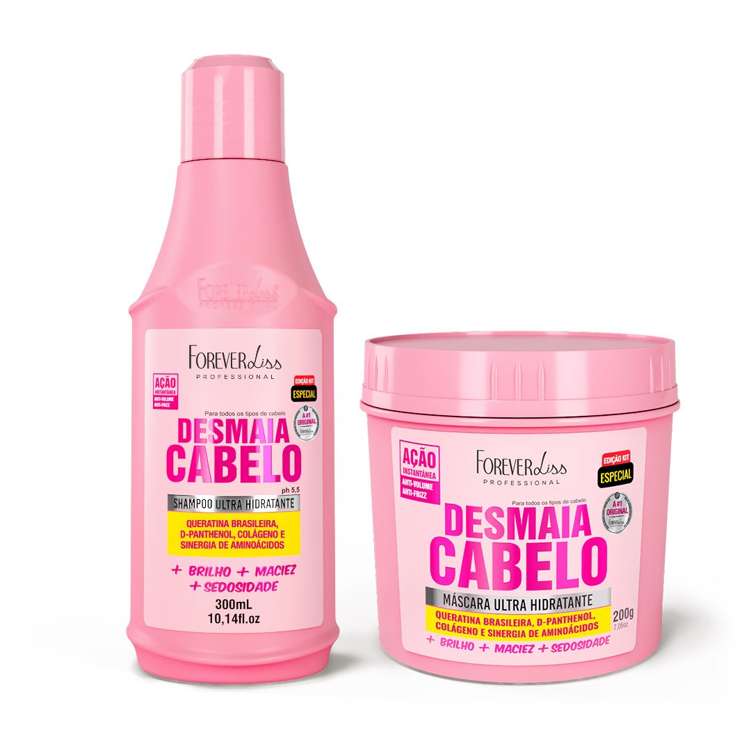 Kit Especial Desmaia Cabelo Forever Liss Shampoo 300ml e Máscara 200g ÚNICO 1