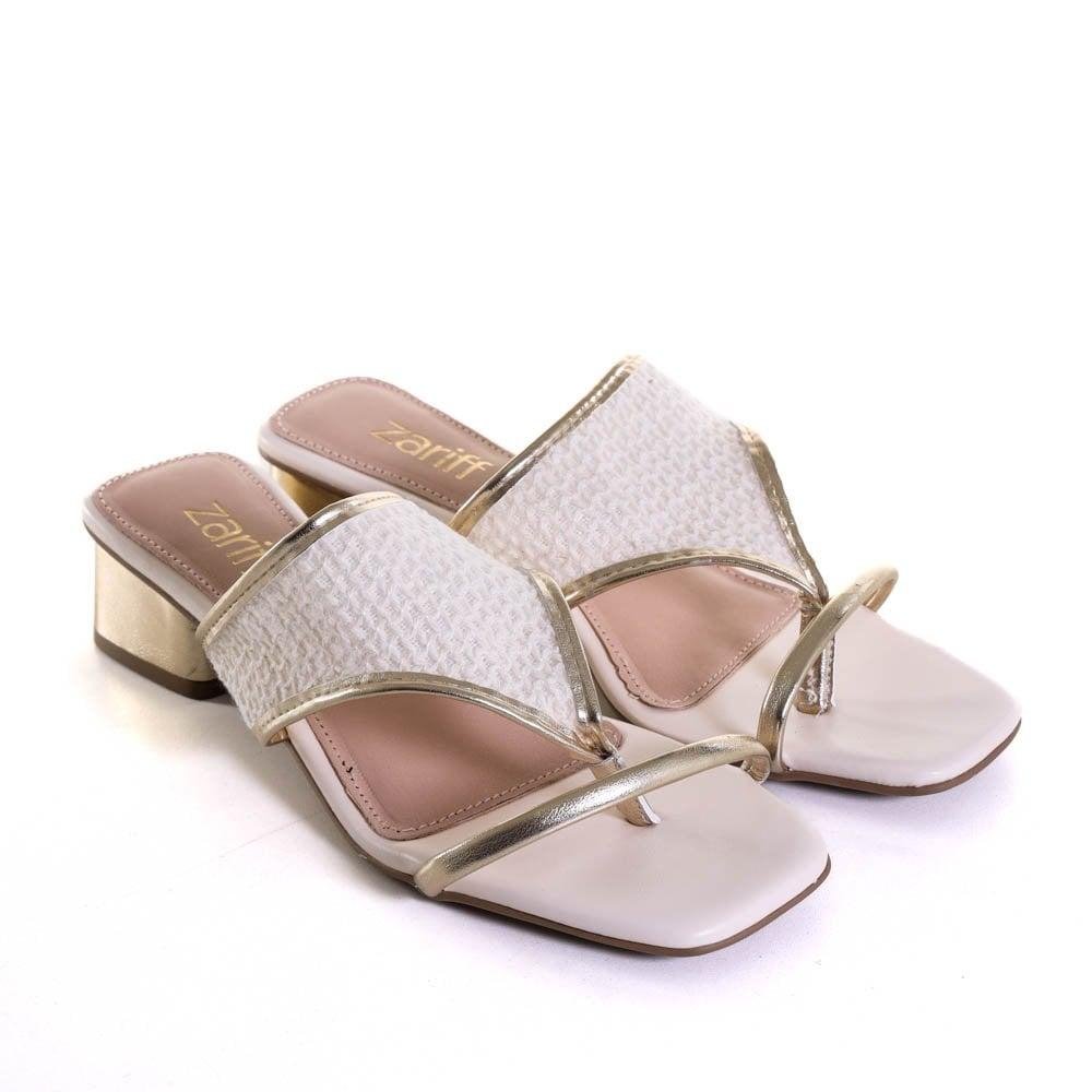 Tamanco Feminino Zariff Com Metalizado Dourado 3