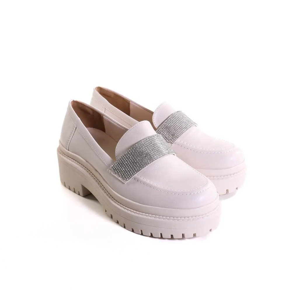 Mocassim Feminino Via Marte Com Strass 23-907 Bege Bege 3