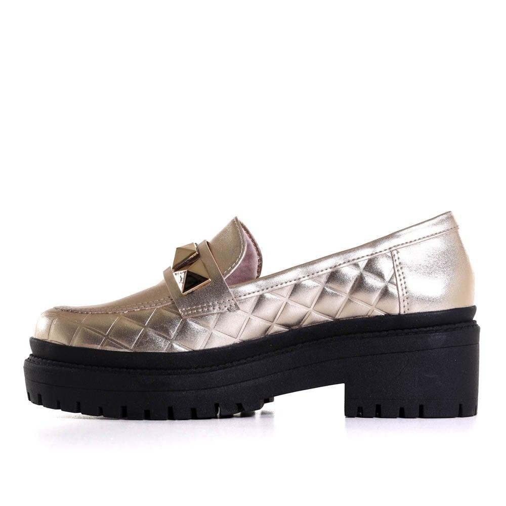 Mocassim Feminino Via Marte Matelassê 23-904 Ouro Dourado 2