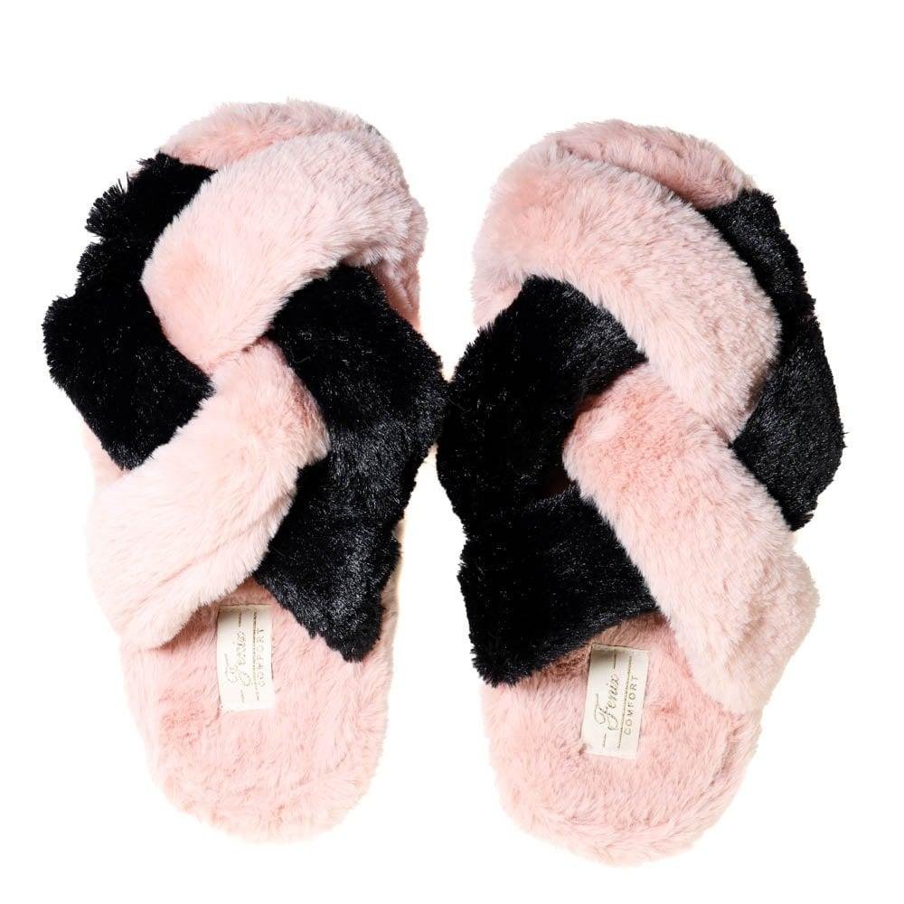 Pantufa Feminina Art Fenix 2262 Rosa/Preto Preto 1