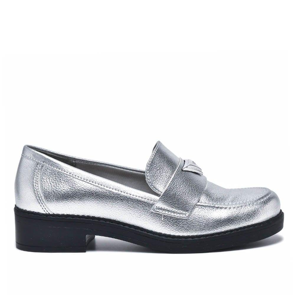 Sapato Feminino Mocassim Via Marte 23-16903 Prata Prata 1