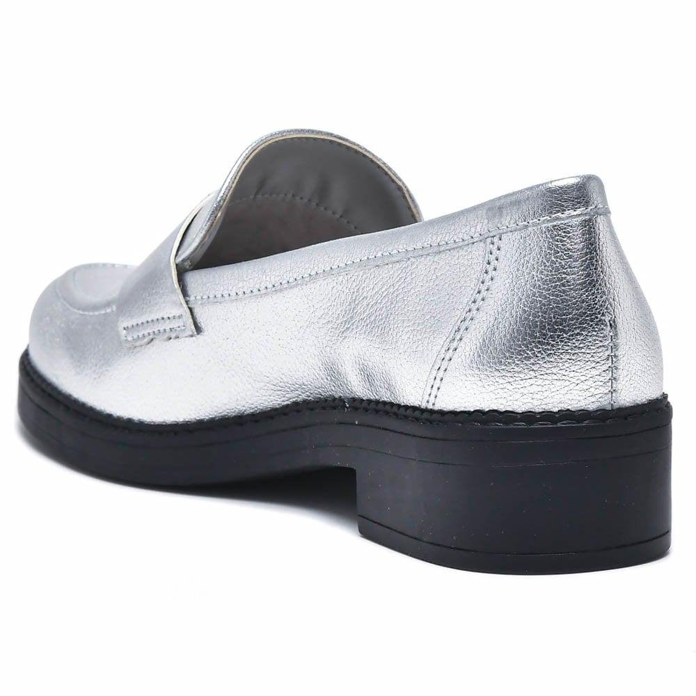 Sapato Feminino Mocassim Via Marte 23-16903 Prata Prata 3