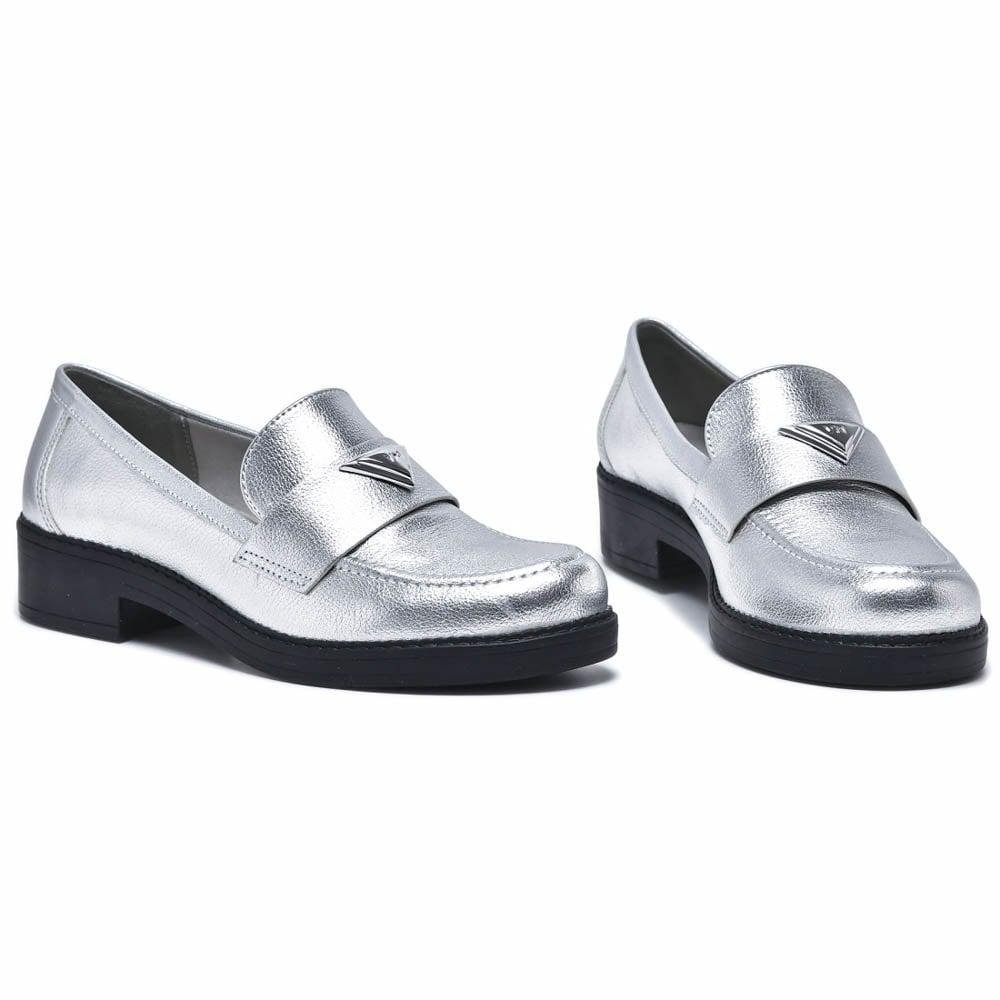 Sapato Feminino Mocassim Via Marte 23-16903 Prata Prata 5