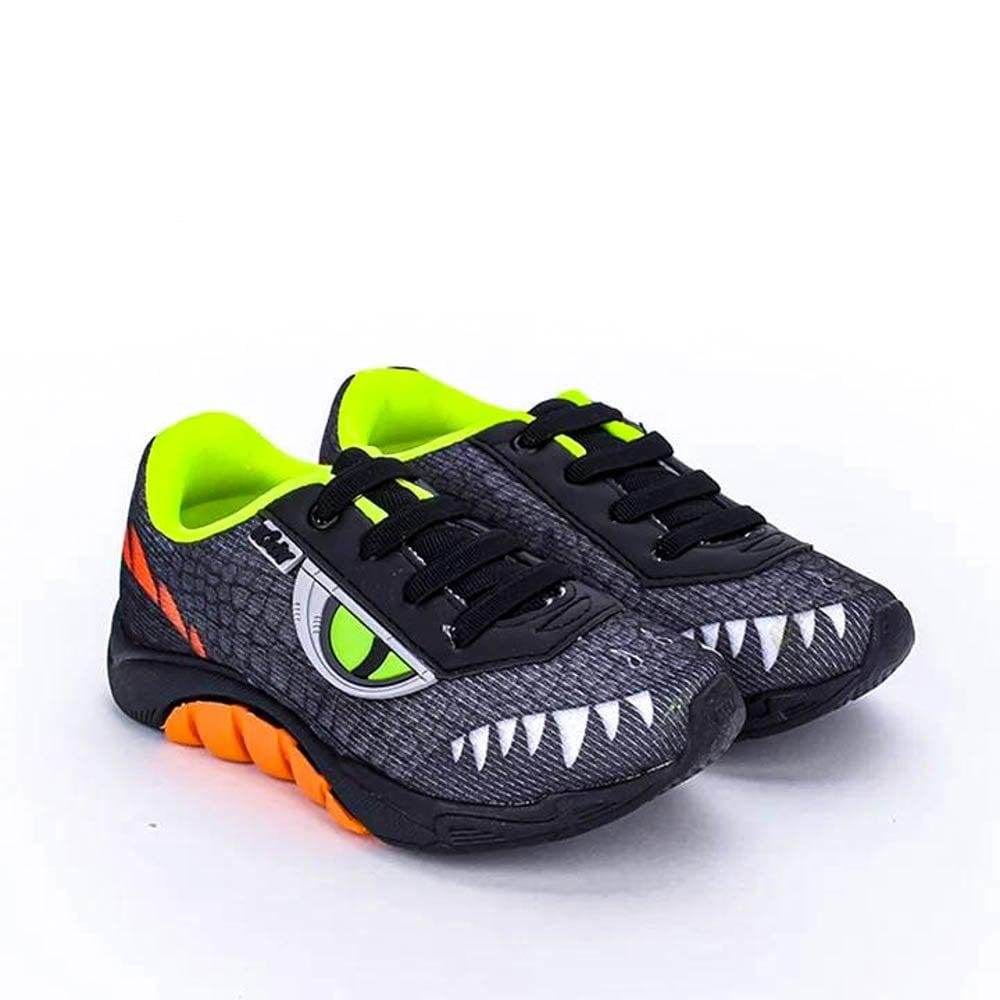 Tênis Infantil Dinossauro Kidy Preto/Laranja Preto 4