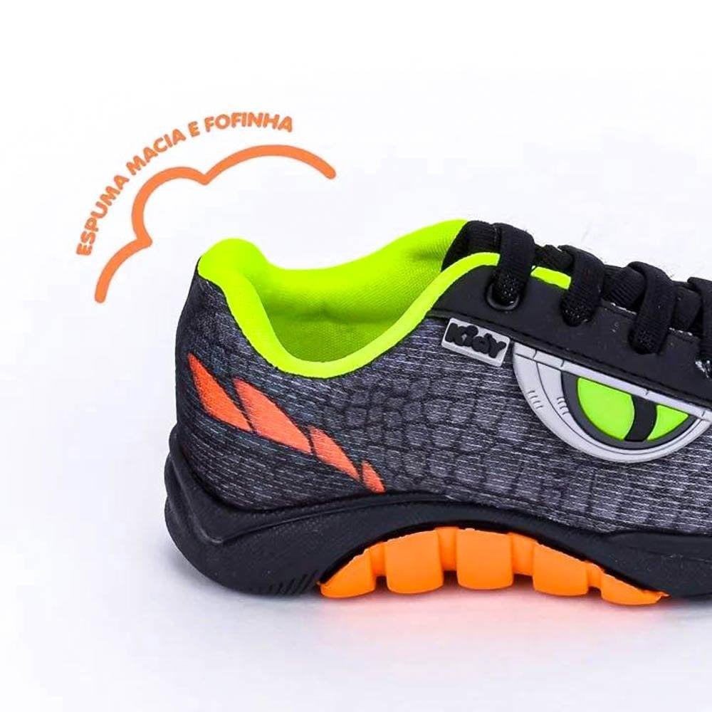 Tênis Infantil Dinossauro Kidy Preto/Laranja Preto 5