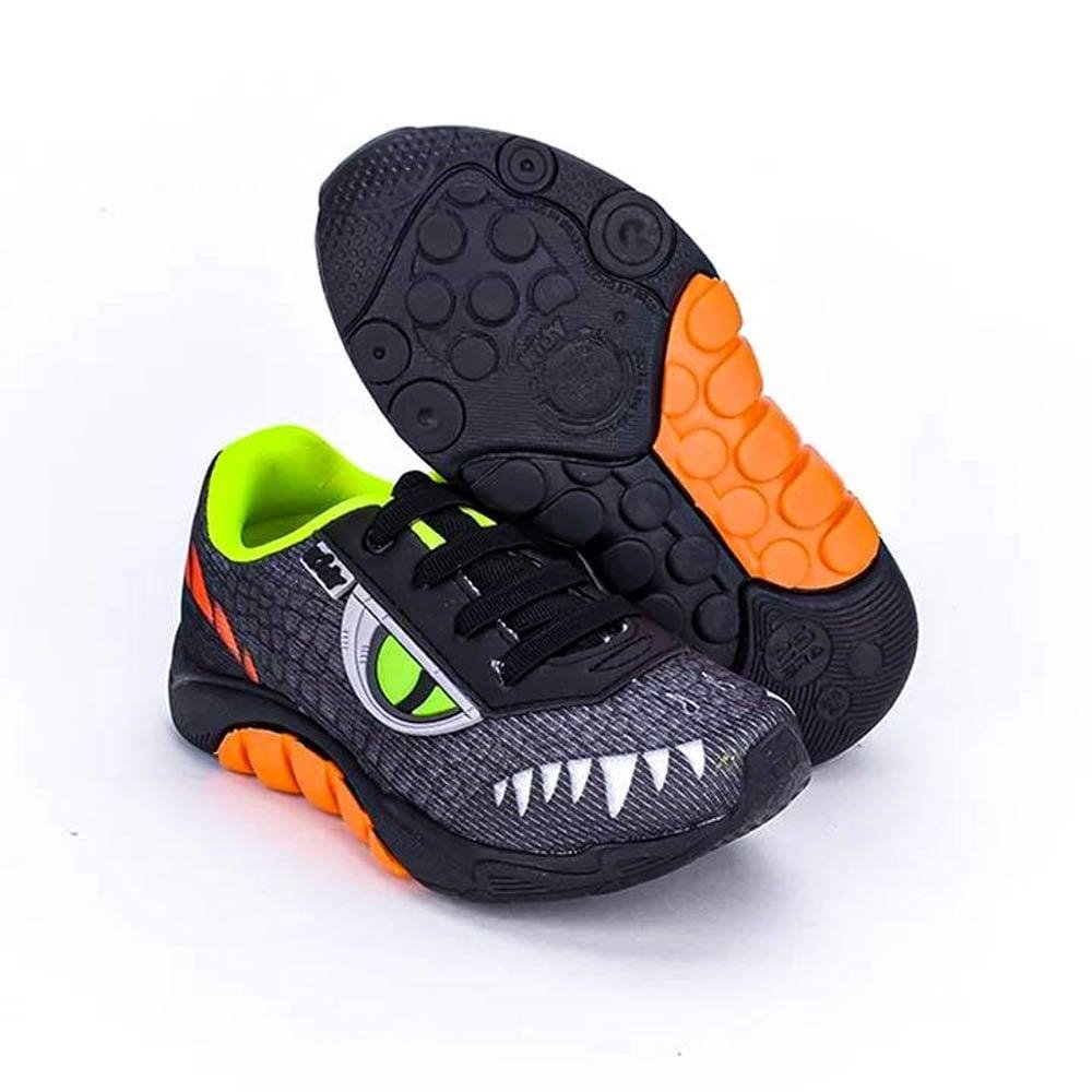 Tênis Infantil Dinossauro Kidy Preto/Laranja Preto 6