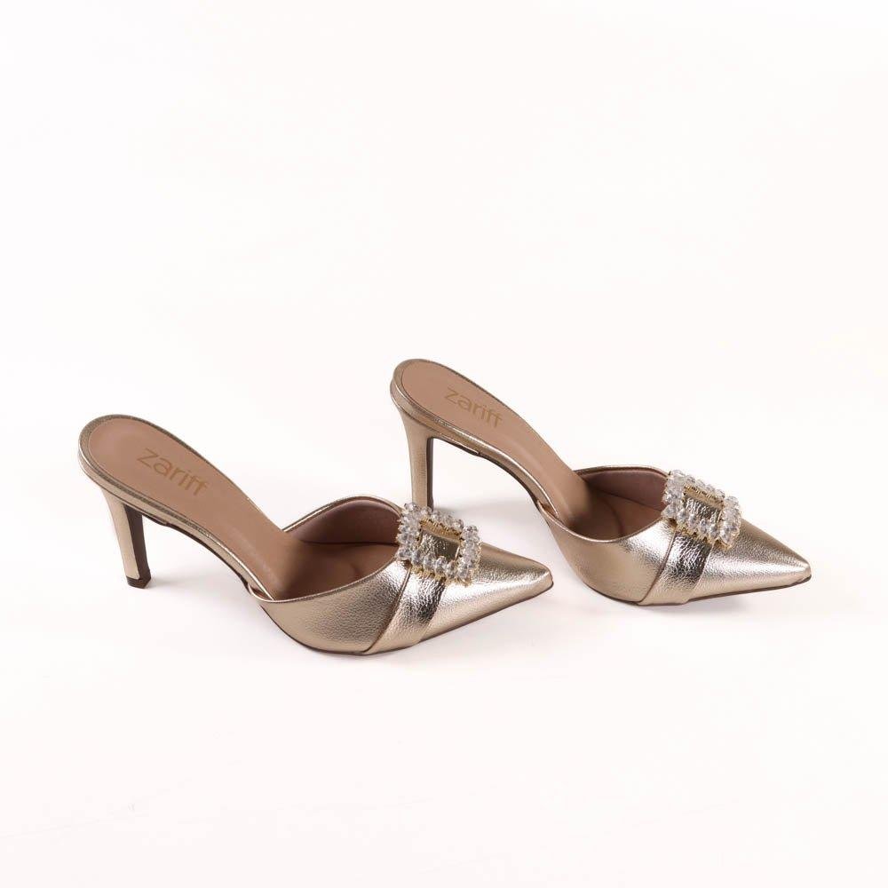 Sapato Feminino Mule Zariff 91026195 Champanhe Dourado 5