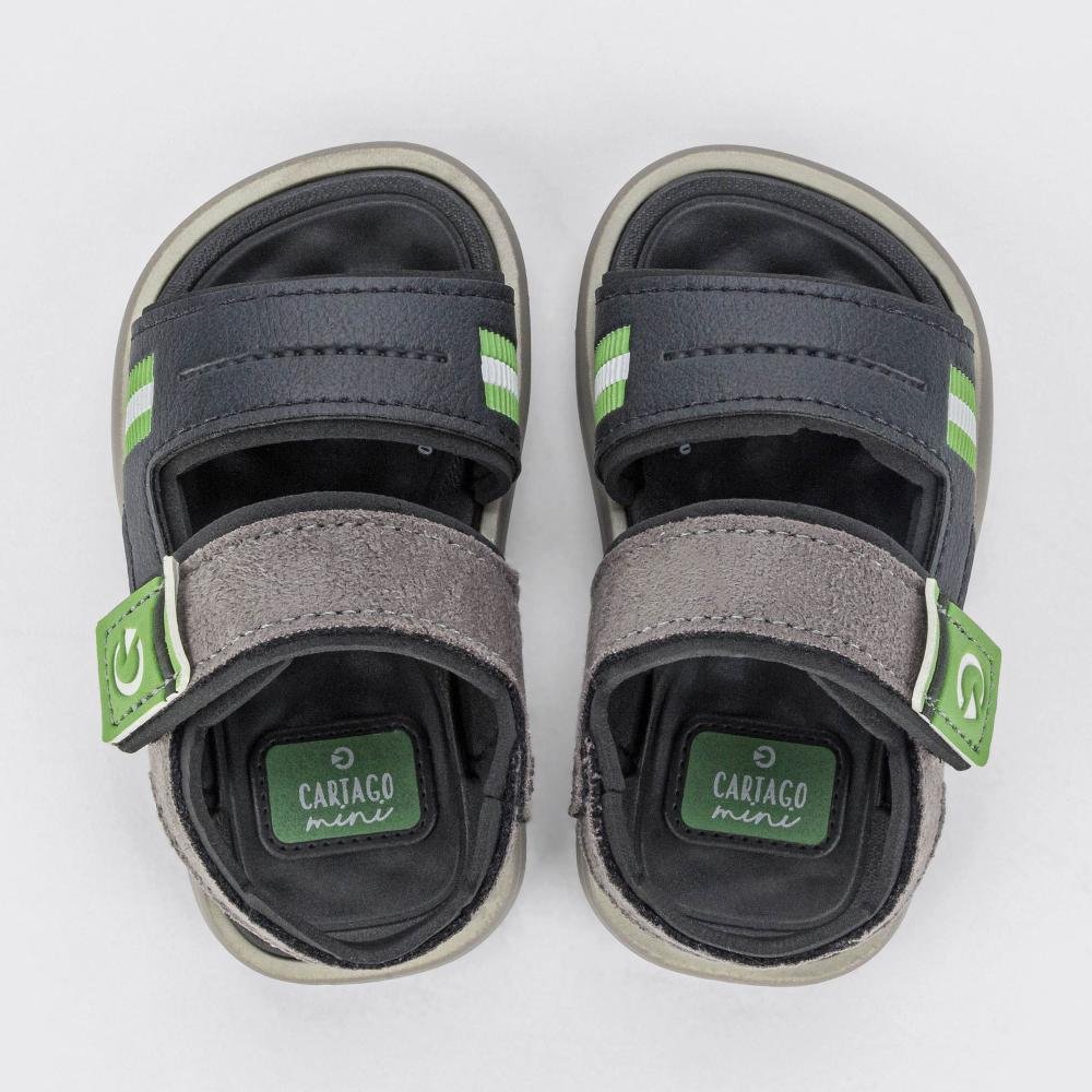 Sandália Infantil Menino Cartago 12235 Cinza Preto Verde Multicores 4