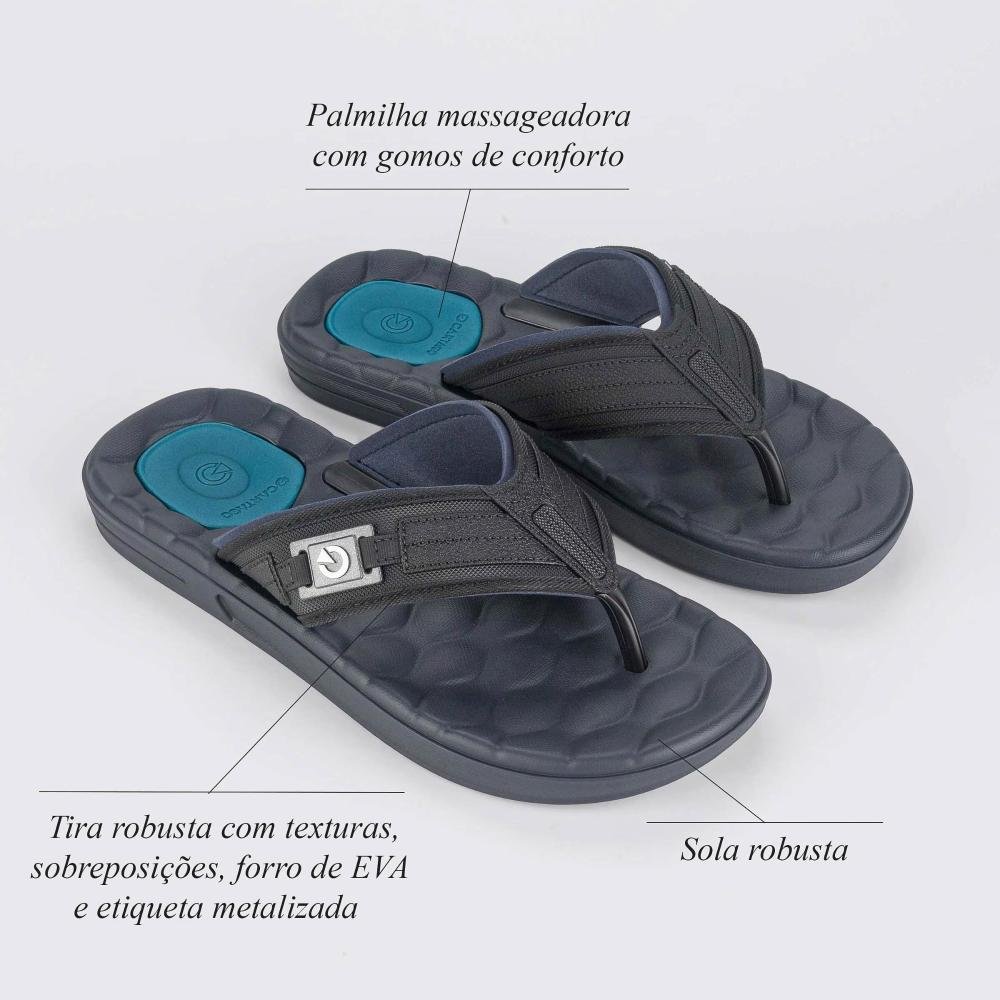 Chinelo Masculino Cartago Azul/Preto Preto 5