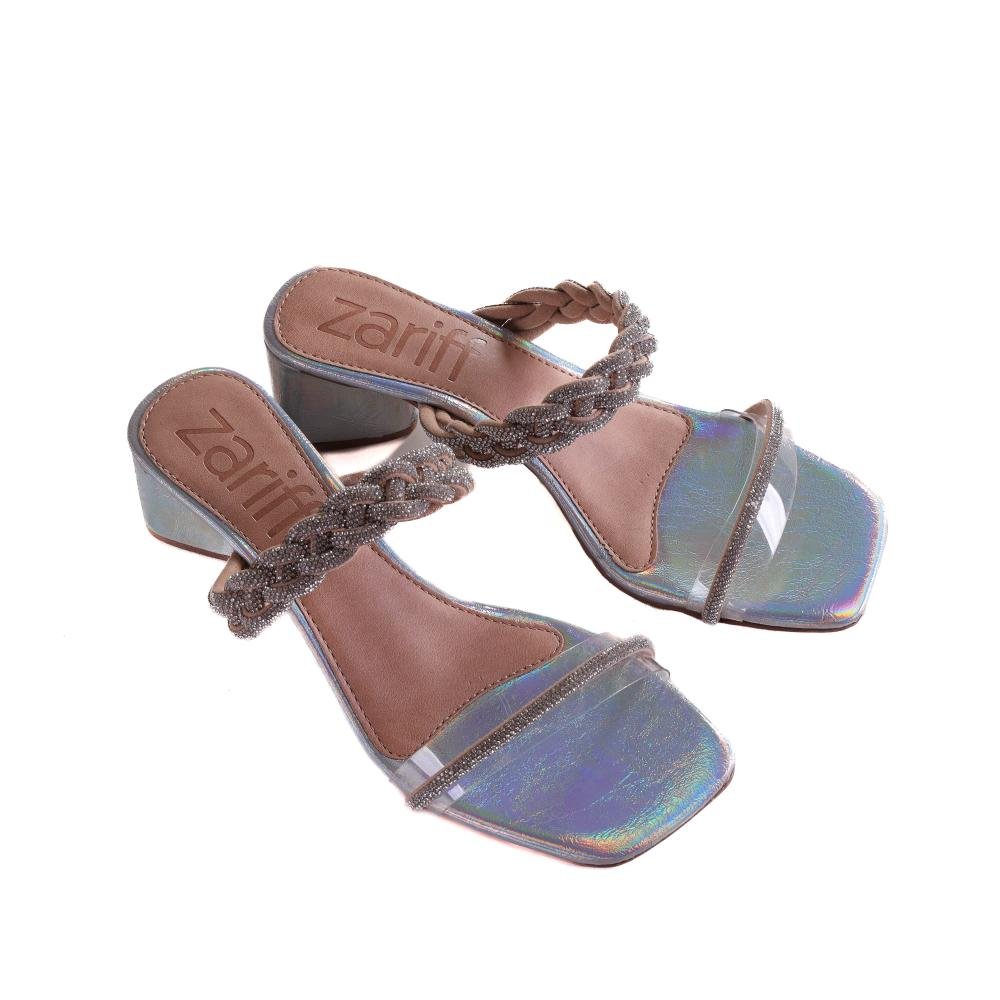 Tamanco Feminino Holográfico Zariff D504stb Prata Prata 3