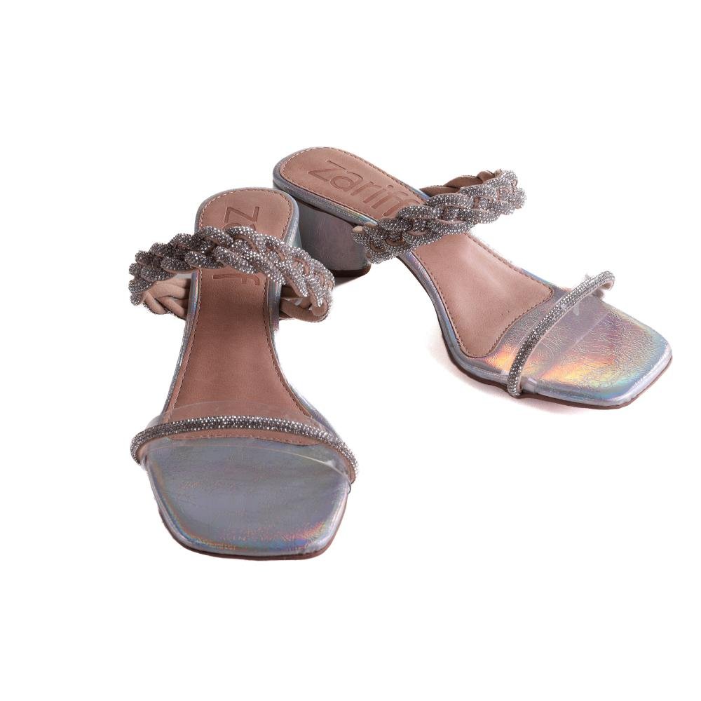 Tamanco Feminino Holográfico Zariff D504stb Prata Prata 5