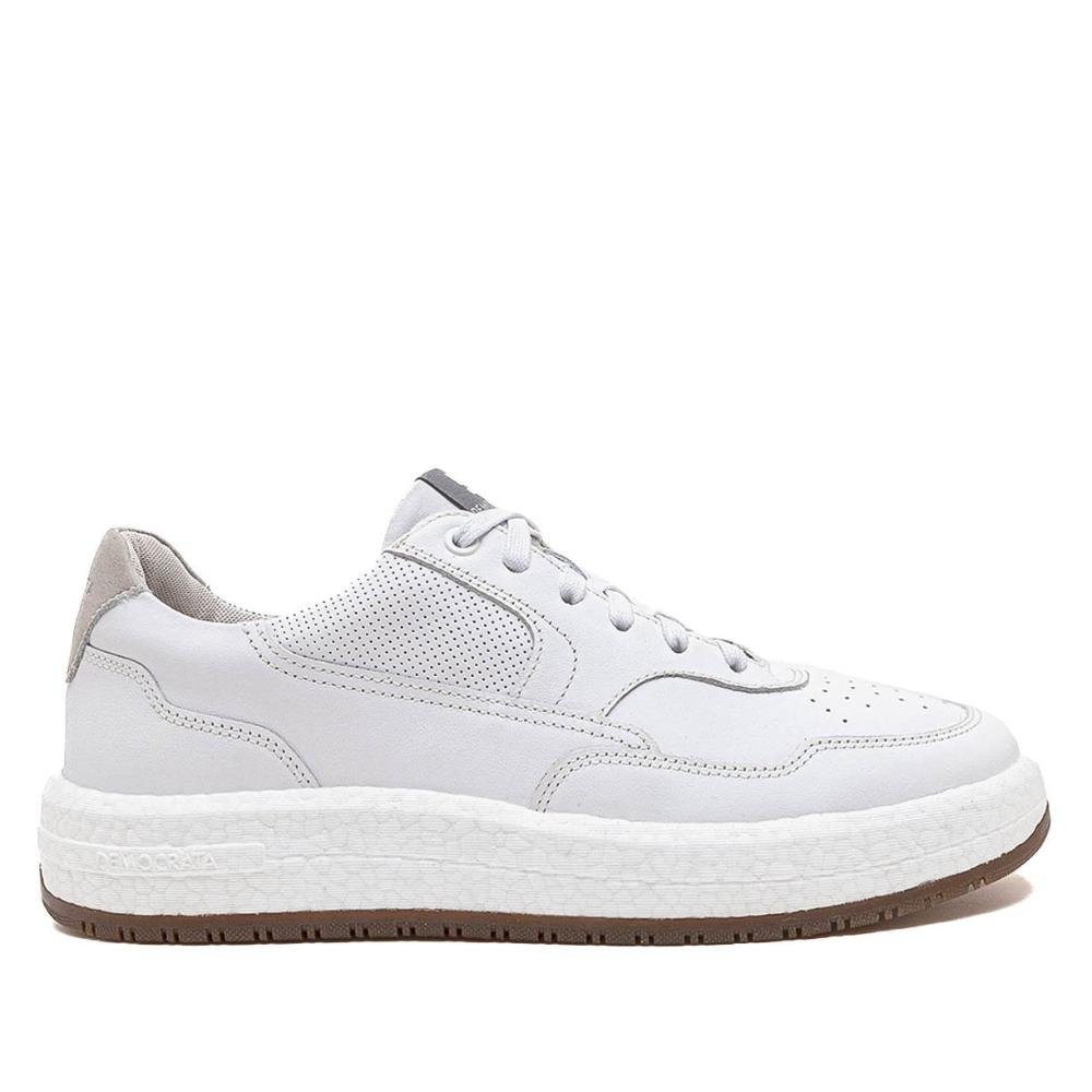 Tênis Masculino Democrata Pulse Denim Drake 600101 Branco Branco 1