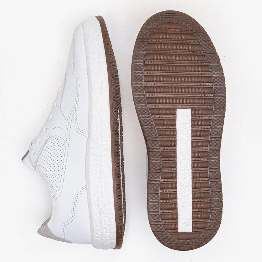 Tênis Masculino Democrata Pulse Denim Drake 600101 Branco Branco 4