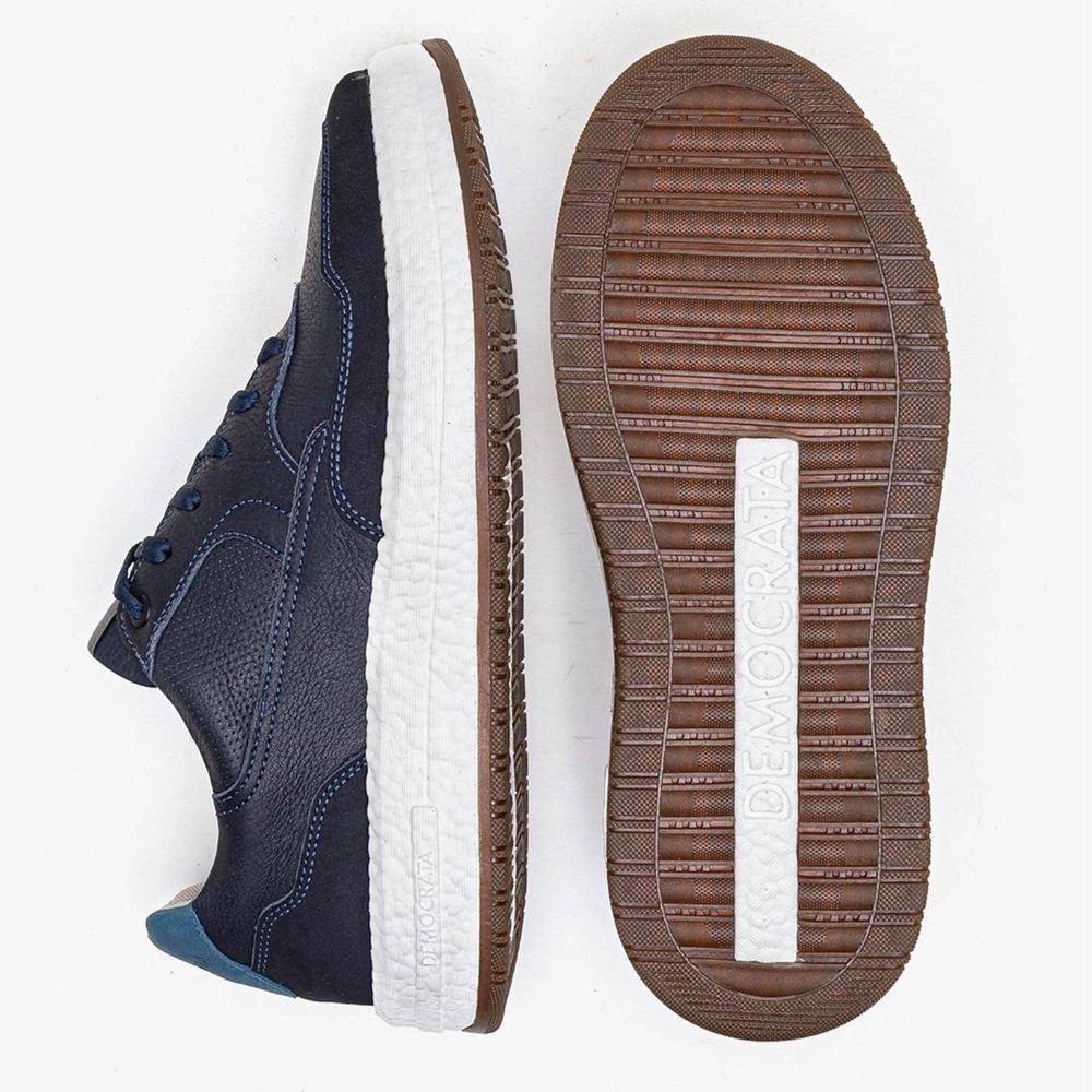 Tênis Masculino Democrata Pulse Denim Drake 600101 Navy Preto 4