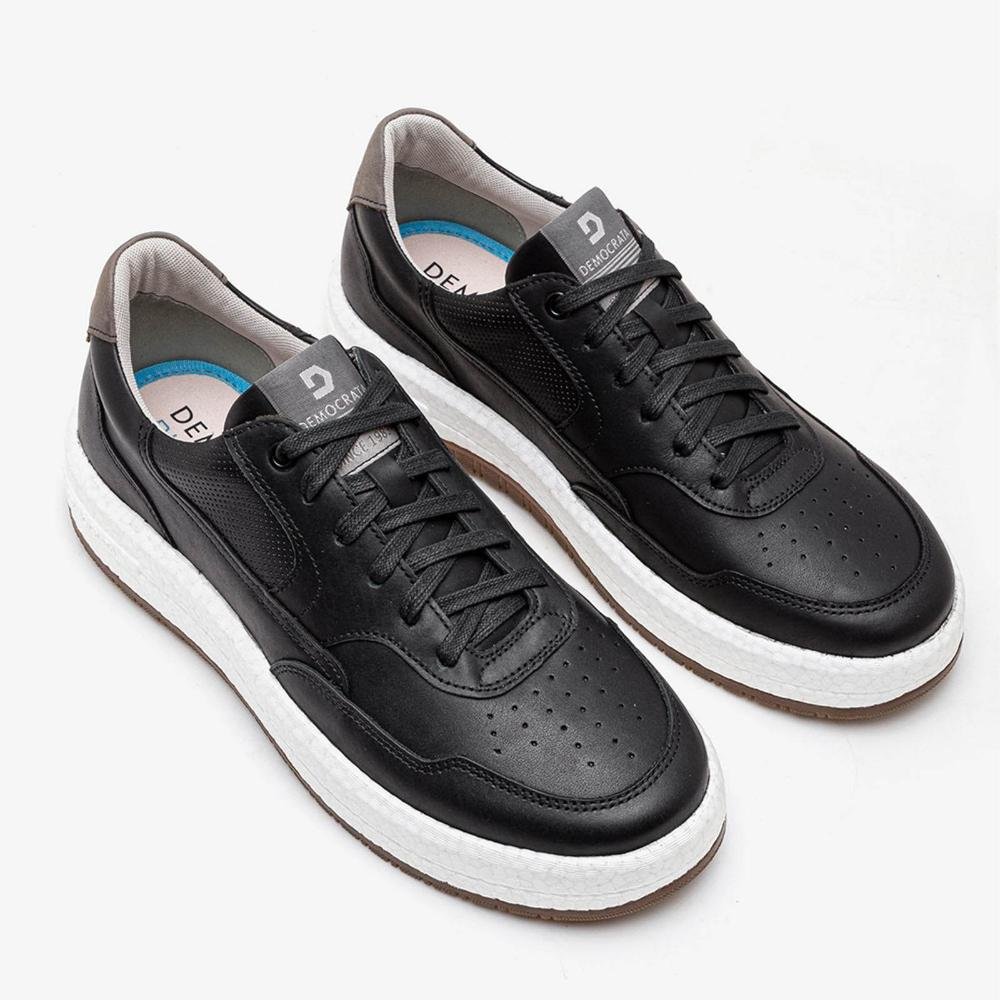 Tênis Masculino Democrata Pulse Denim Drake 600101 Preto Preto 2