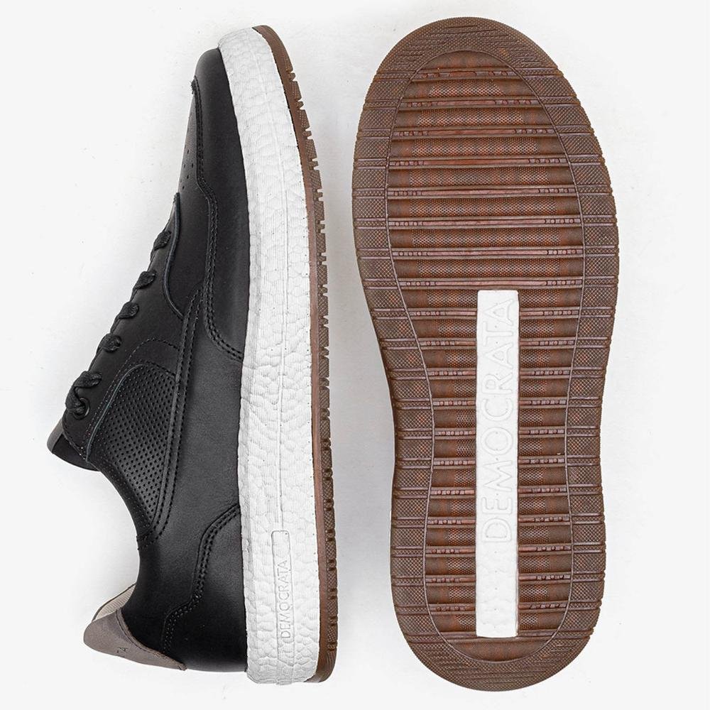 Tênis Masculino Democrata Pulse Denim Drake 600101 Preto Preto 4
