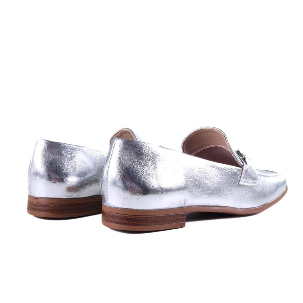 Loafer Feminino Via Marte 075-004 Prata Prata 4