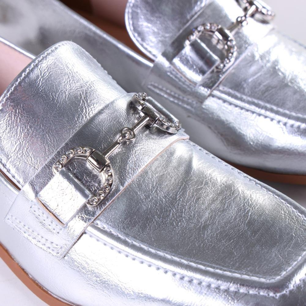 Loafer Feminino Via Marte 075-004 Prata Prata 6
