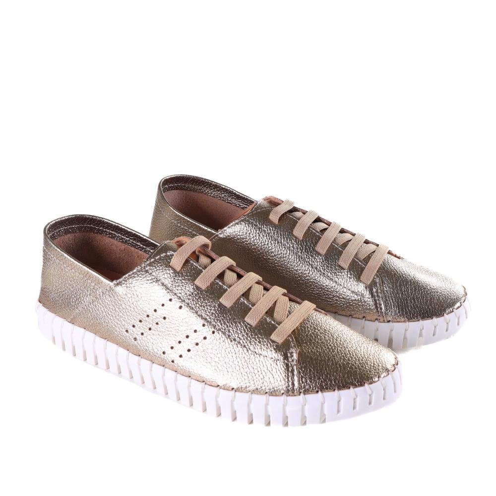 Tênis Feminino Zariff 3040-05 Off White Ouro Dourado 3
