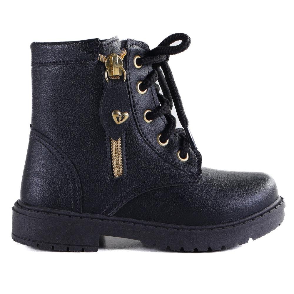 Bota Coturno Infantil Menina Unipasso 305.04 Preto Preto 1