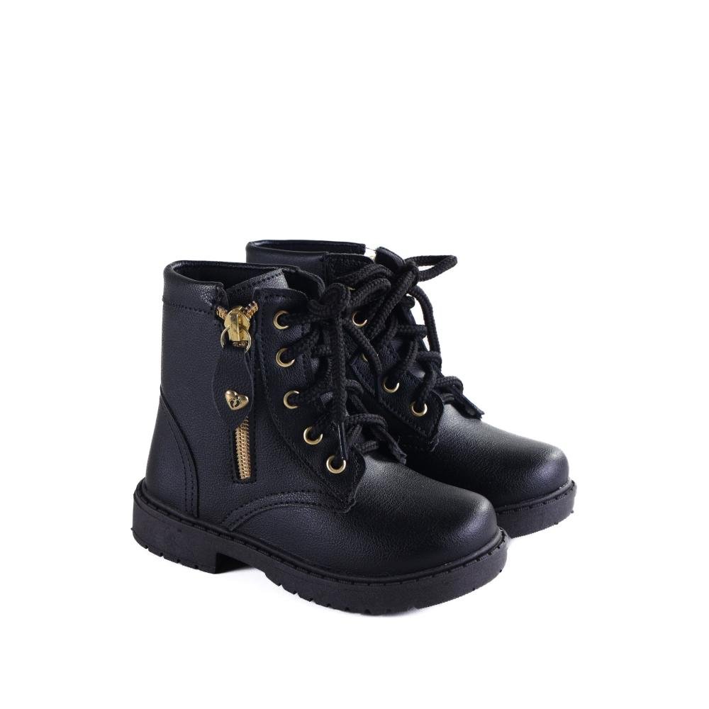 Bota Coturno Infantil Menina Unipasso 305.04 Preto Preto 3