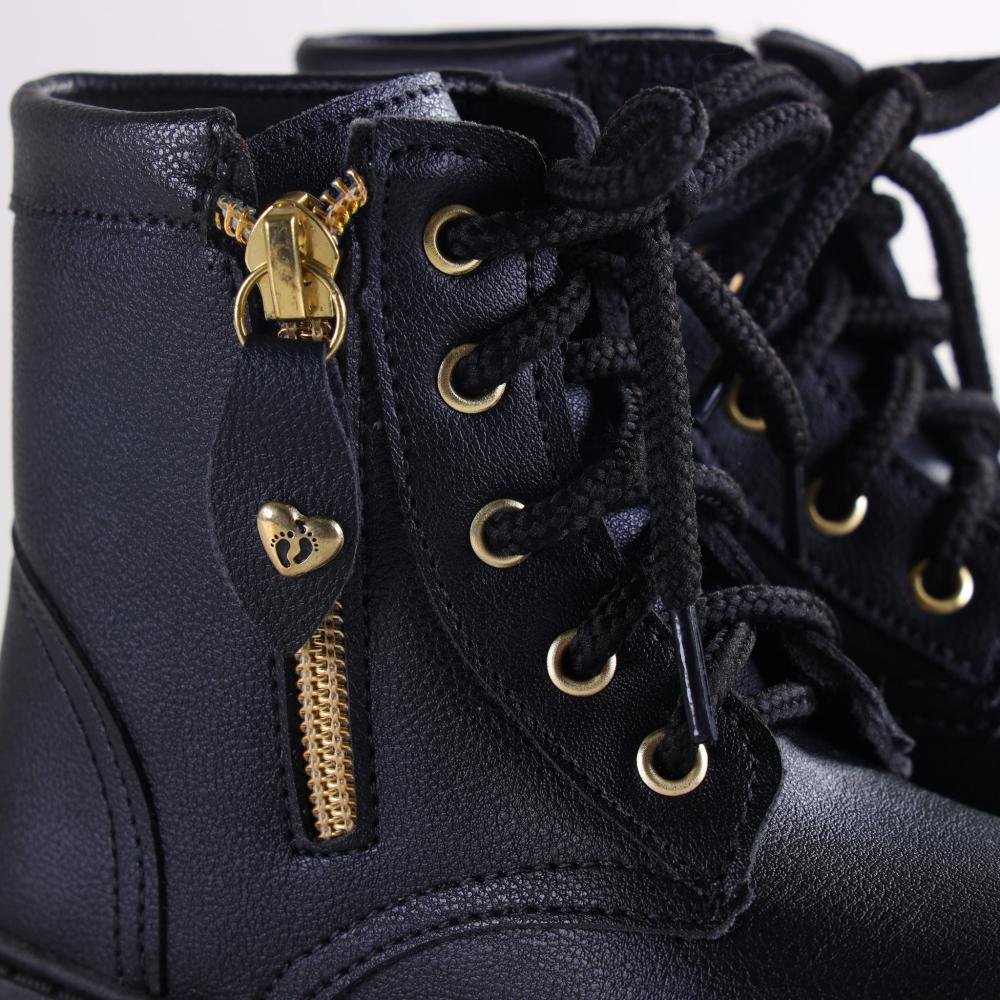 Bota Coturno Infantil Menina Unipasso 305.04 Preto Preto 4