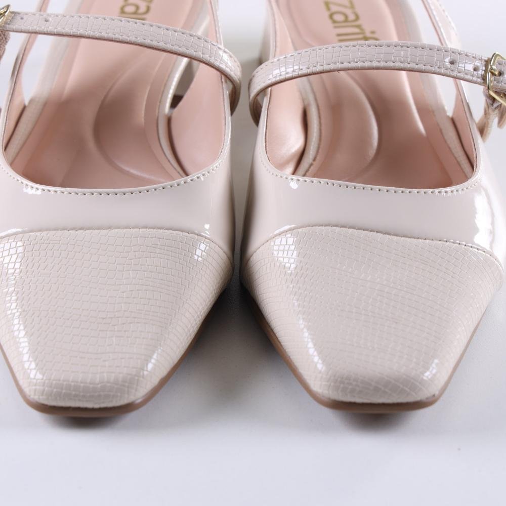 Sapato Feminino Zariff Boneca 481-030 Nude Branco 4