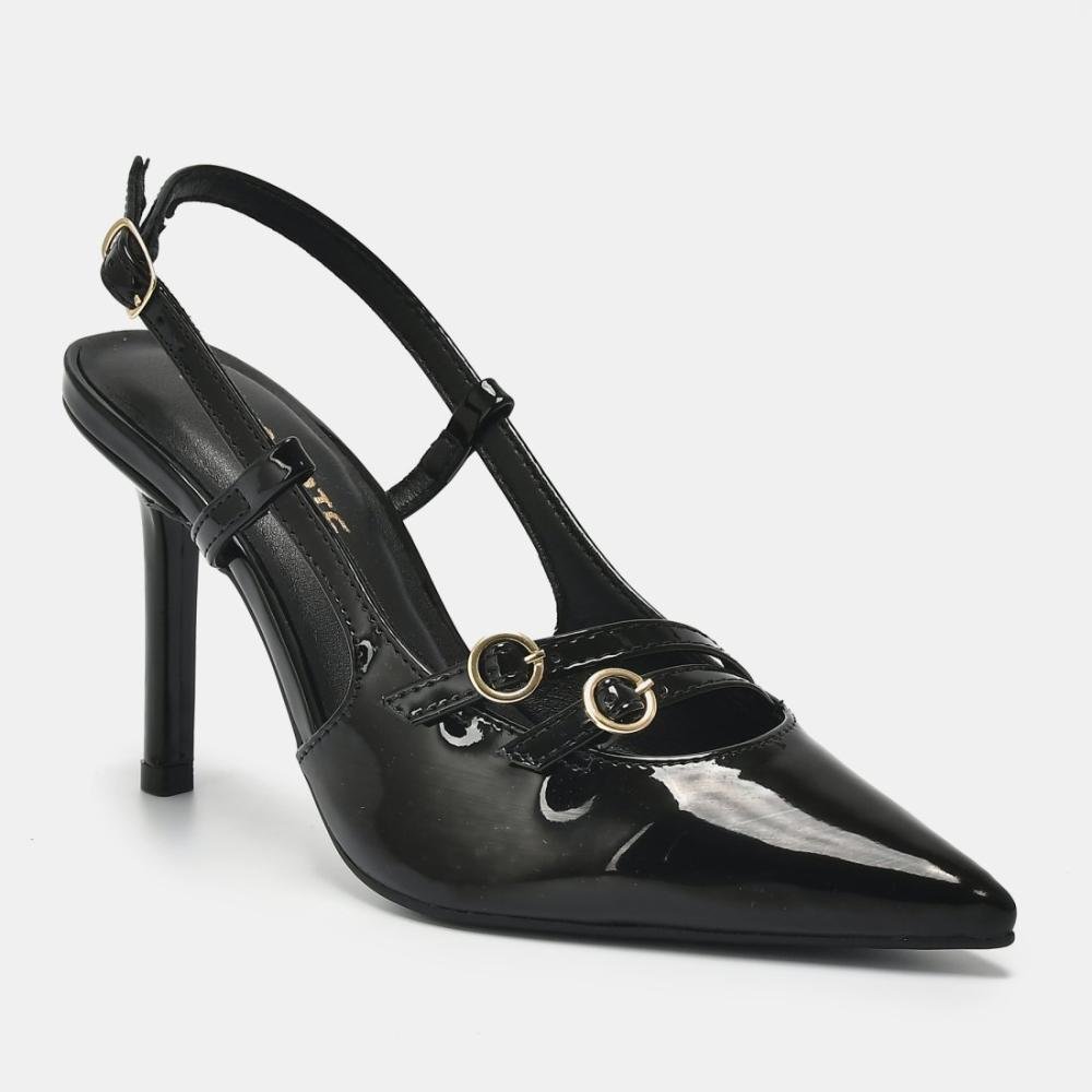 Scarpin Via Marte Feminino Verniz 044-007 Preto Preto 3