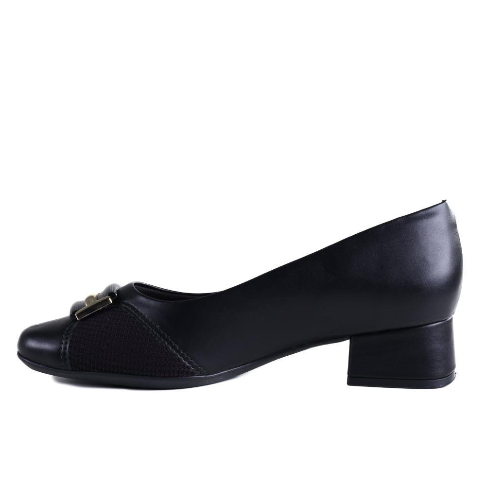 Sapato Comfortflex Feminino 2495303 Preto/Ouro Preto 2