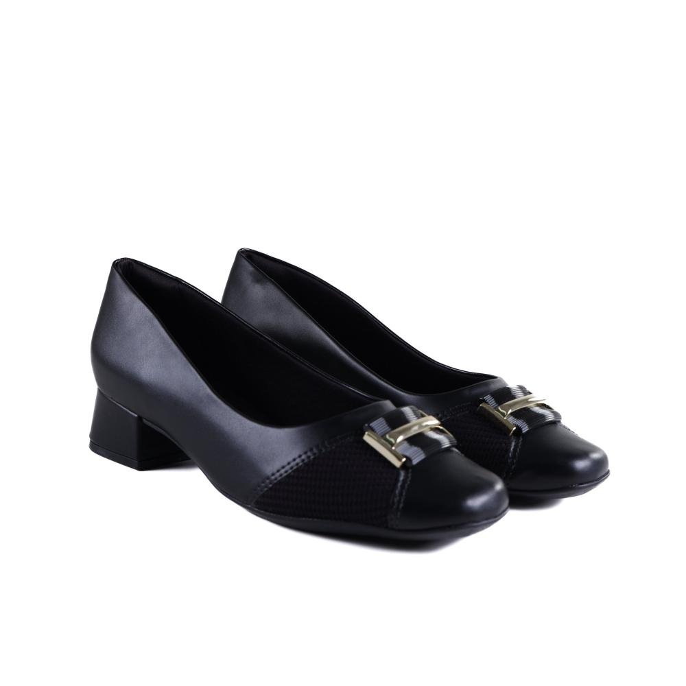 Sapato Comfortflex Feminino 2495303 Preto/Ouro Preto 3
