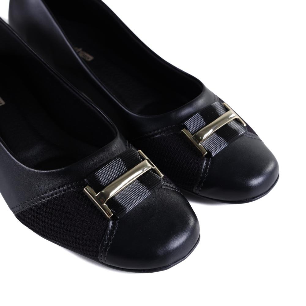 Sapato Comfortflex Feminino 2495303 Preto/Ouro Preto 5