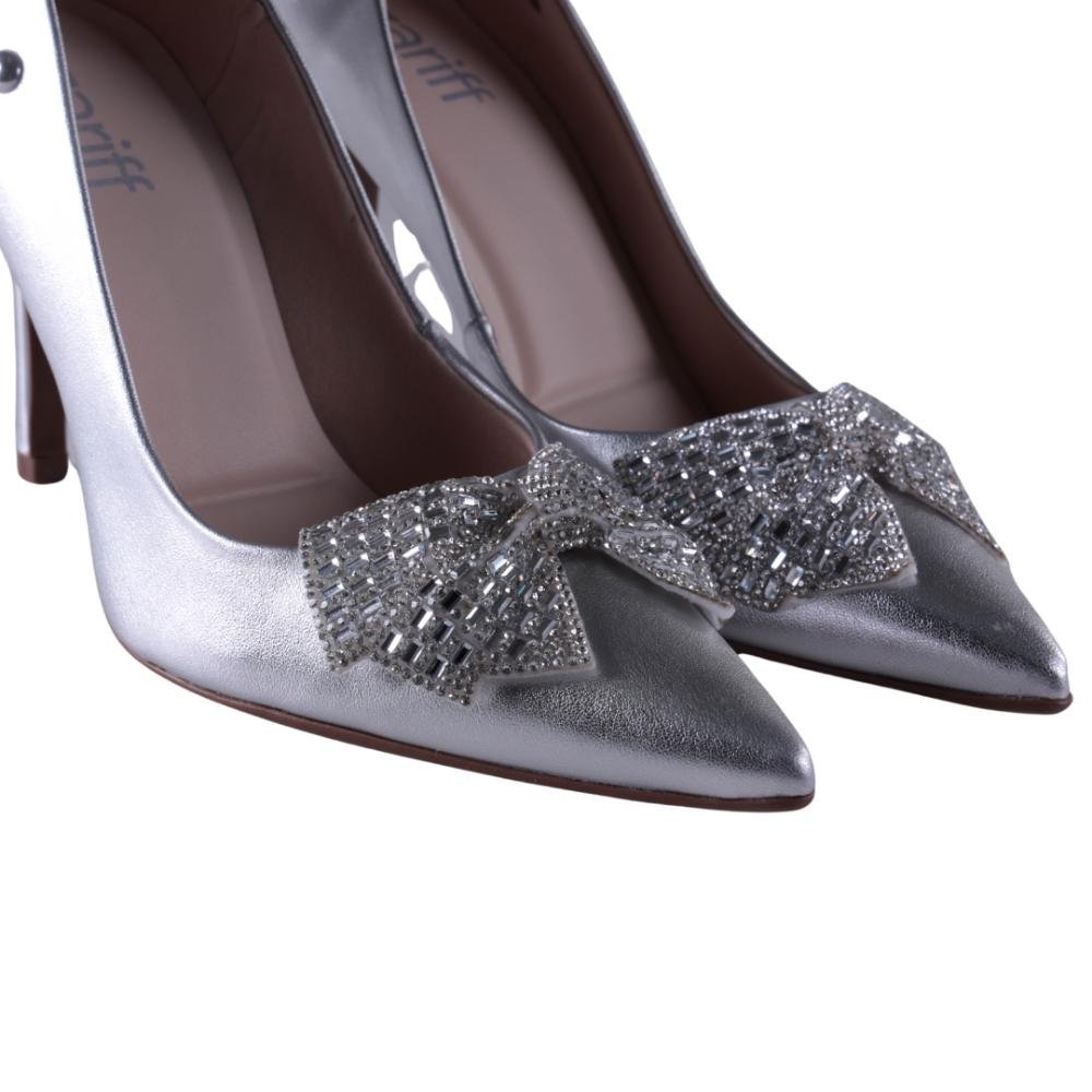 Scarpin Zariff Feminino Laço T9430-230 Prata Cinza 5