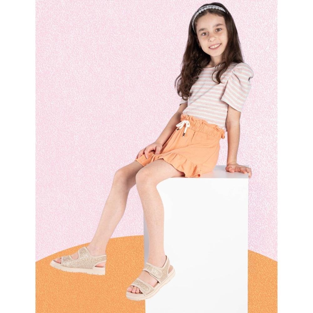 Sandália Pink Cats Infantil V4622 Ouro Light Bege 7