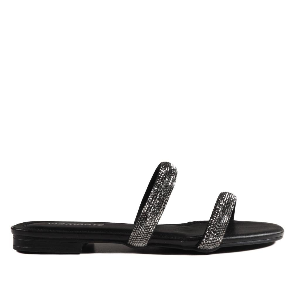 Rasteirinha Via Marte Feminina Casual 113-011 Preto Preto 1