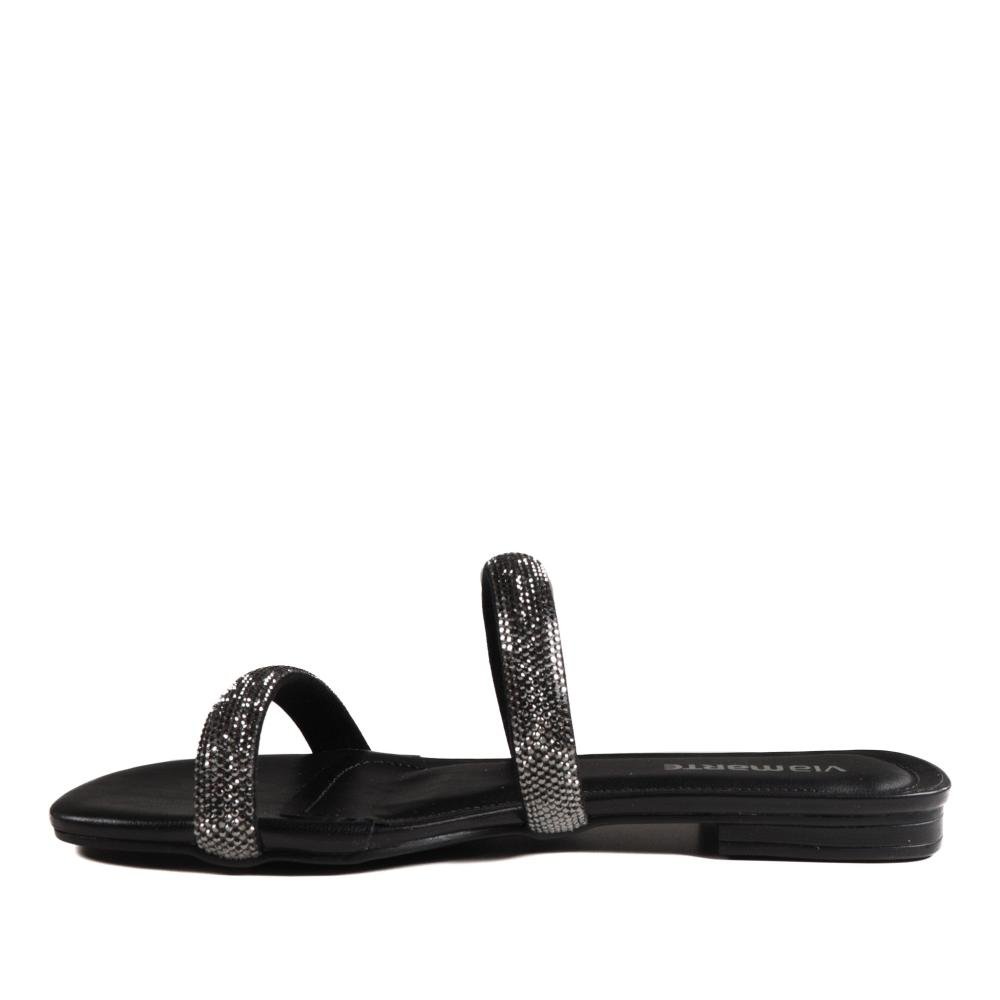 Rasteirinha Via Marte Feminina Casual 113-011 Preto Preto 2