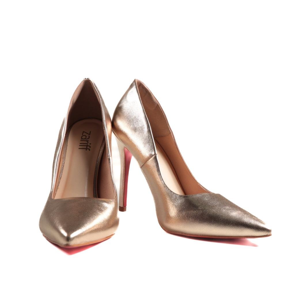 Scarpin Zariff Feminino Salto Fino 5085.10278 Ouro Dourado 4
