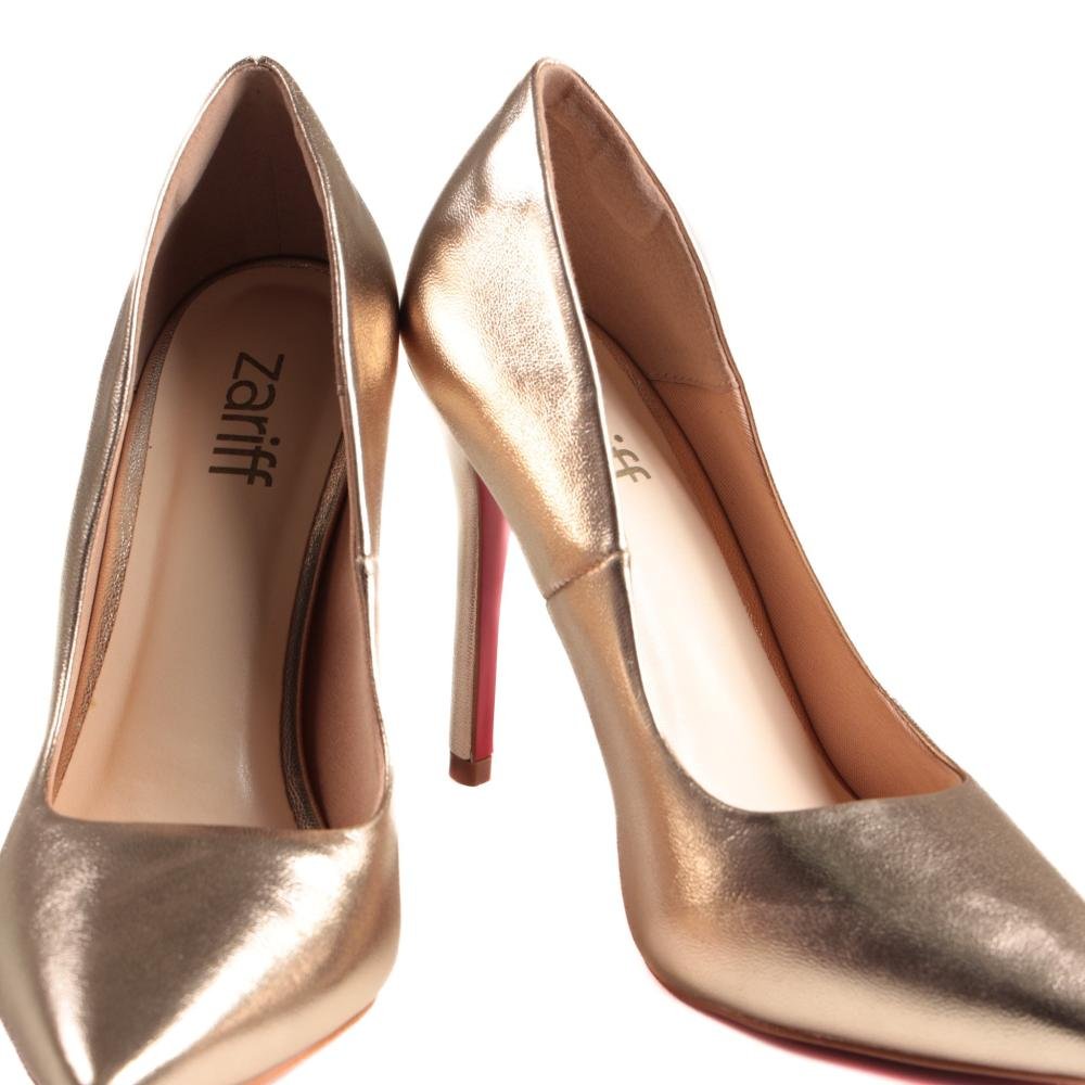 Scarpin Zariff Feminino Salto Fino 5085.10278 Ouro Dourado 6