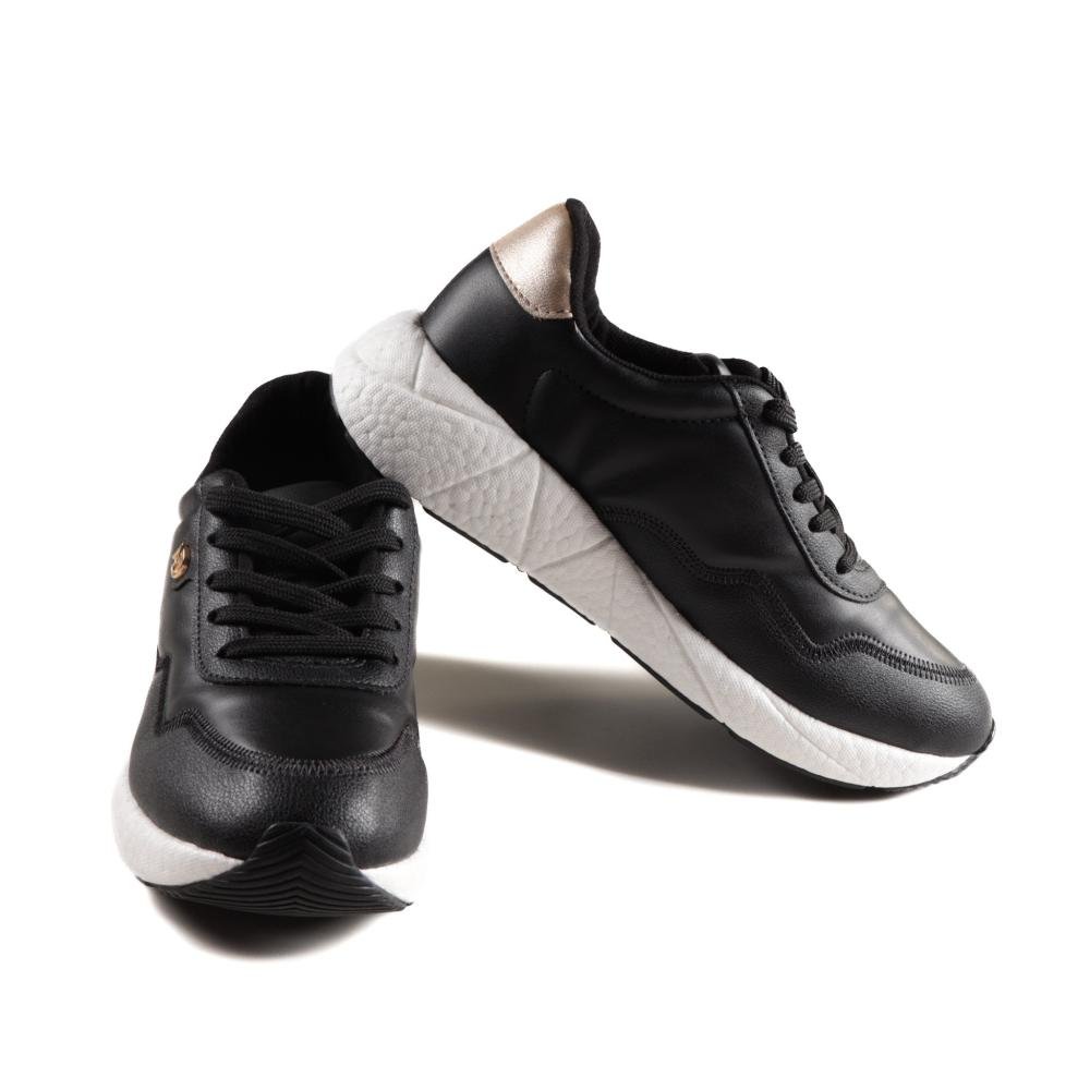 Tênis Modare Feminino Casual 7395.100 Preto/Dourado Preto 6