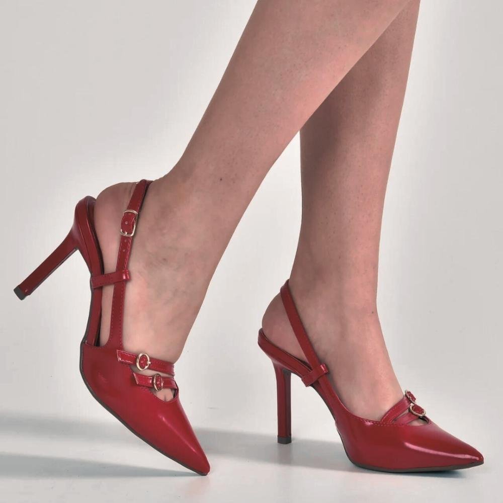 Scarpin Via Marte Feminino Verniz 044-007 Carmim Vermelho 6