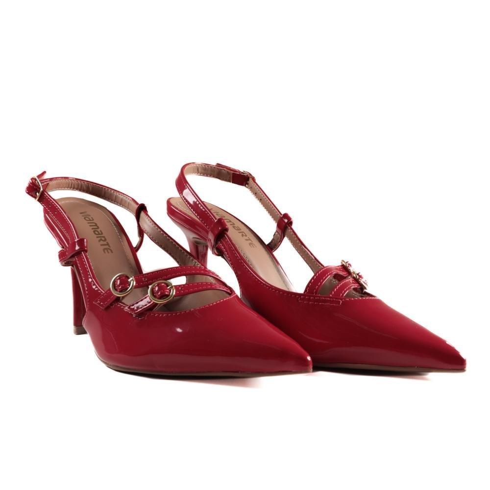 Scarpin Via Marte Feminino Verniz 044-007 Carmim Vermelho 8