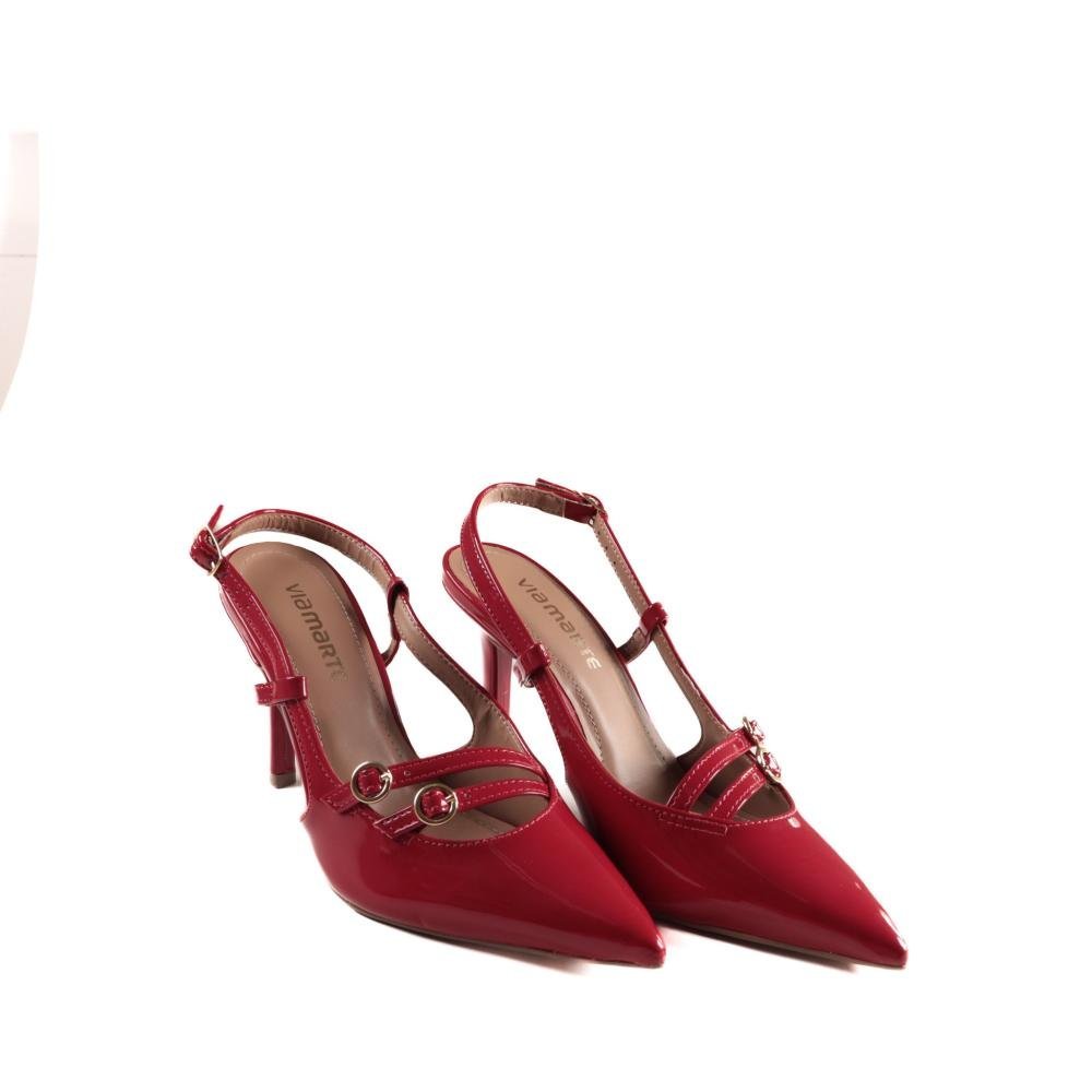 Scarpin Via Marte Feminino Verniz 044-007 Carmim Vermelho 9