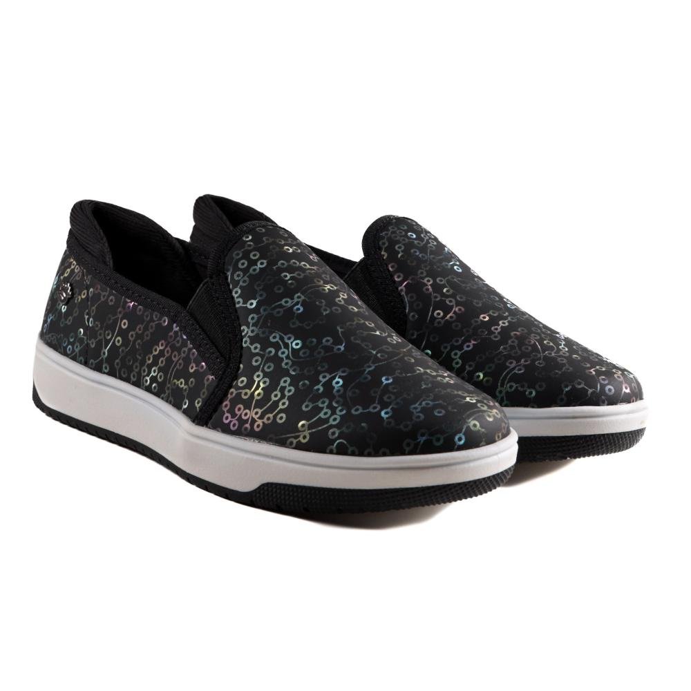 Tênis Infantil Menina Pink Cats Slip On V4744 Preto Preto 3