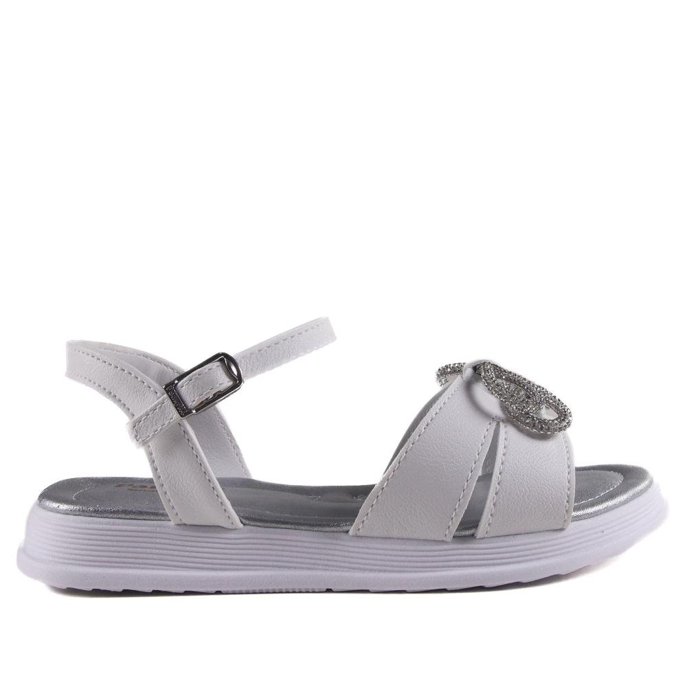 Sandália Infantil Menina Pampili 409.303 Prata Branco 1