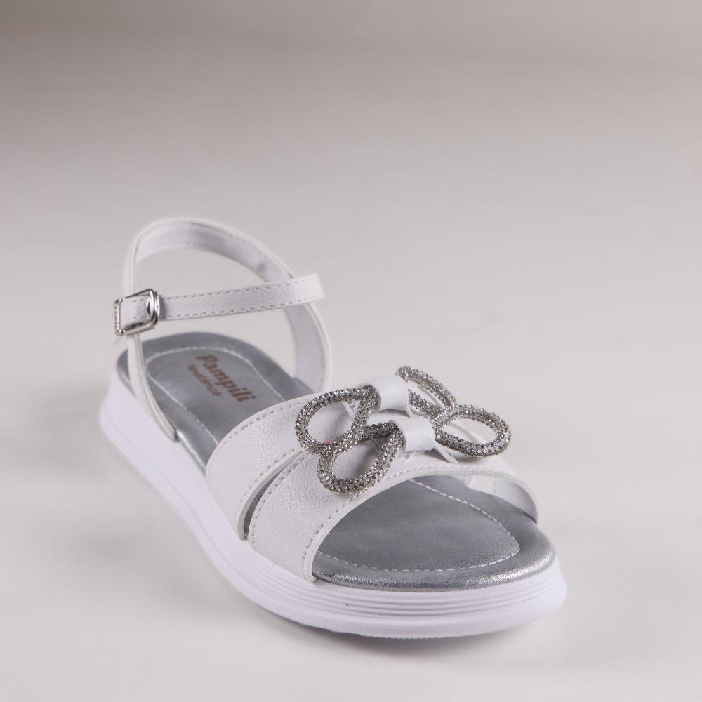 Sandália Infantil Menina Pampili 409.303 Prata Branco 3