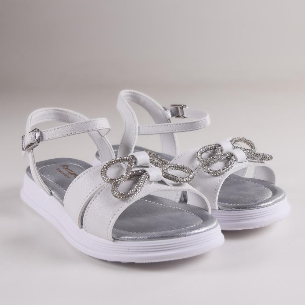 Sandália Infantil Menina Pampili 409.303 Prata Branco 4